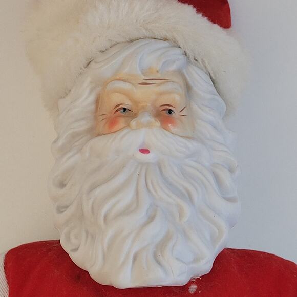 Vintage Porcelain Traditional Santa Claus Figure 16" Boots Toy Sack Holiday - Picture 3 of 14